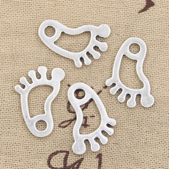 30pcs Charms Hollow Foot Feet 22x14mm Antique Silver Color Pendants DIY Crafts Making Findings Handmade Tibetan Jewelry
