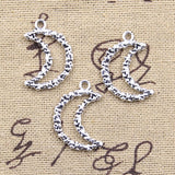 30pcs Charms Hollow Irregular Moon 23x16mm Antique Silver Color Pendants DIY Crafts Making Findings Handmade Tibetan Jewelry
