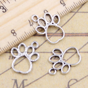30pcs Charms Hollow Lovely Dog Bear Paw 18x15mm Tibetan Silver Color Pendants Antique Jewelry EF3613