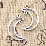 30pcs Charms Hollow Moon 26x17mm Antique Silver Color Pendants EF3631