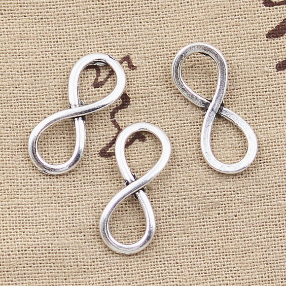 30pcs Charms Infinity Link Connector 25x10mm Antique Silver Color Pendants DIY Crafts Making Findings Handmade Tibetan Jewelry EF3694