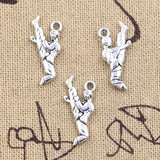 30pcs Charms Kung Fu Hustlesporter Player 22x12mm Antique Silver Color Pendants DIY Making Findings Handmade Tibetan Jewelry