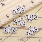 30pcs Charms Letter 2022 2021 2020 Year 9x13mm Tibetan Silver Color Pendants Antique Jewelry Making DIY Handmade Craft