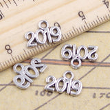 30pcs Charms Letter 2022 2021 2020 Year 9x13mm Tibetan Silver Color Pendants Antique Jewelry Making DIY Handmade Craft