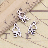 30pcs Charms Love Heart 12x9mm Tibetan Bronze Silver Color Pendants Antique Jewelry Making DIY Handmade Craft