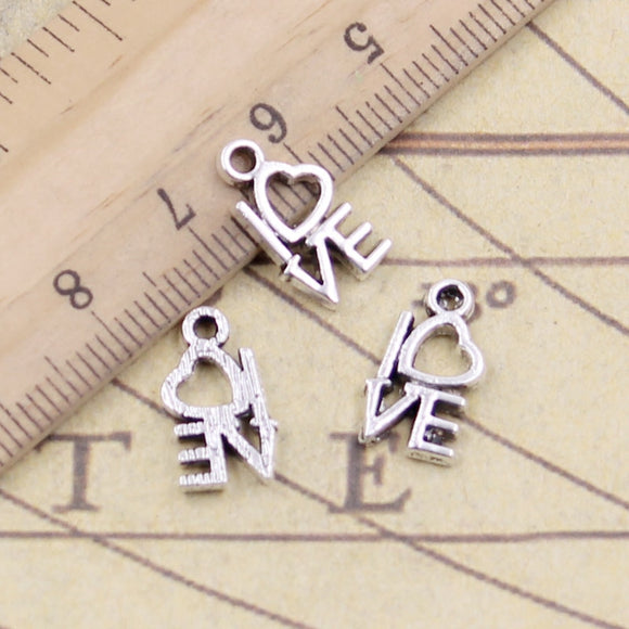 30pcs Charms Love Heart 12x9mm Tibetan Bronze Silver Color Pendants Antique Jewelry Making DIY Handmade Craft
