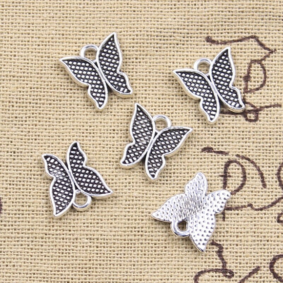 30pcs Charms Lovely Butterfly 13x12mm Antique Silver Color Pendants DIY Crafts Making Findings Handmade Tibetan Jewelry