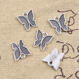 30pcs Charms Lovely Butterfly 13x12mm Antique Silver Color Pendants DIY Crafts Making Findings Handmade Tibetan Jewelry