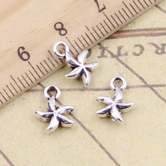 30pcs Charms Lovely Starfish Star 11x8mm Antique Silver Color Pendants Making DIY Handmade Jewelry Factory Wholesale