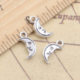 30pcs Charms Lovley Moon Face 14x7mm Tibetan Silver Color Pendants Antique Jewelry Making DIY Handmade Craft