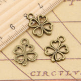 30pcs Charms Lucky Irish Four Leaf Clover 17x14mm Tibetan Bronze Silver Color Pendants Antique Jewelry Making DIY Handmade Craft