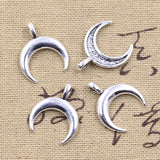 30pcs Charms Moon 21x17mm Antique Bronze Silver Color Pendants DIY Crafts Making Findings Handmade Tibetan Jewelry