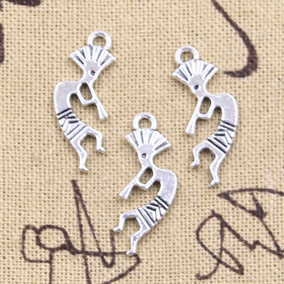 30pcs Charms Native Bumper Kokopelli 25x12mm Antique Silver Color Pendants DIY Crafts Making Findings Handmade Tibetan Jewelry