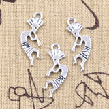 30pcs Charms Native Bumper Kokopelli 25x12mm Antique Silver Color Pendants DIY Crafts Making Findings Handmade Tibetan Jewelry