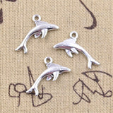 30pcs Charms Ocean Dolphin 12x22mm Antique Silver Color Pendants DIY Crafts Making Findings Handmade Tibetan Jewelry