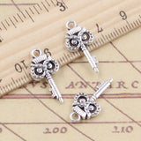 30pcs Charms Owl Key 21x10mm Tibetan Silver Color Pendants Antique Jewelry Making DIY Handmade Craft EF3812