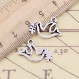 30pcs Charms Peace Dove Olive 20x13mm Tibetan Bronze Silver Color Pendants Antique Jewelry Making DIY Handmade Craft