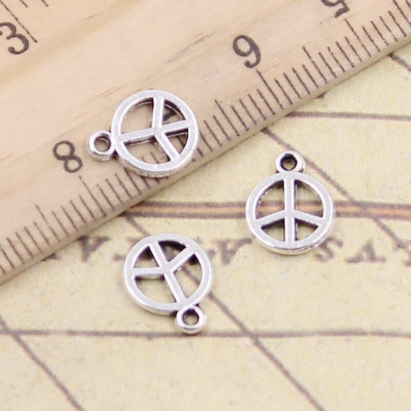 30pcs Charms Peace Symbol 10x8mm Tibetan Silver Color Pendants Antique Jewelry Making DIY Handmade Craft