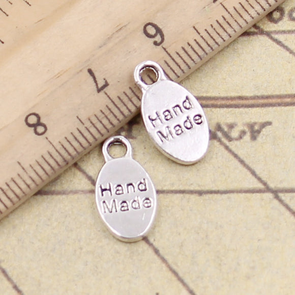 30pcs Charms Plates Hand Made 15x8mm Tibetan Bronze Silver Color Pendants Antique Jewelry Making DIY Handmade Craft