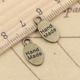 30pcs Charms Plates Hand Made 15x8mm Tibetan Bronze Silver Color Pendants Antique Jewelry Making DIY Handmade Craft