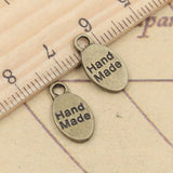 30pcs Charms Plates Hand Made 15x8mm Tibetan Bronze Silver Color Pendants Antique Jewelry Making DIY Handmade Craft