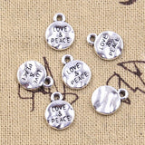 30pcs Charms Plates Love Peace 13x10mm Antique Silver Color Pendants DIY Crafts Making Findings Handmade Tibetan Jewelry