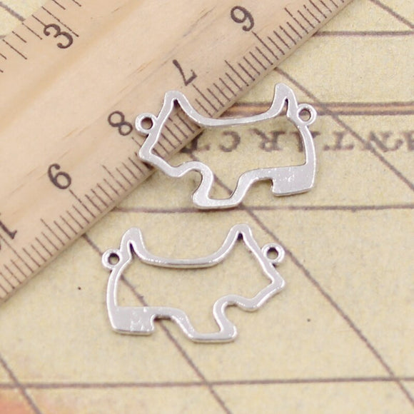 30pcs Charms Puppy Scotty Dog Connector 22x15mm Tibetan Silver Color Pendants Antique Jewelry Making DIY Handmade Craft Bronze