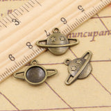 30 piezas de dijes Saturno Planeta Chispa Estrella 13x17mm Colgantes de Bronce Tibetano Color Plata Joyería Antigua Fabricación de Manualidades DIY Hecho a Mano 