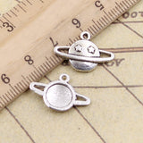 30 piezas de dijes Saturno Planeta Chispa Estrella 13x17mm Colgantes de Bronce Tibetano Color Plata Joyería Antigua Fabricación de Manualidades DIY Hecho a Mano 