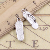 30pcs Charms Slipper Flip Flops 21x7mm Tibetan Bronze Silver Color Pendants Antique Jewelry Making DIY Handmade Craft  EF3931