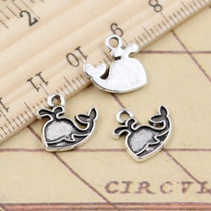 30pcs Charms Spray The Whale Blows 12x13mm Tibetan Silver Color Pendants Antique Jewelry EF3624