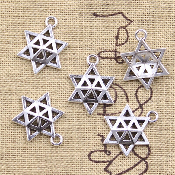 30pcs Charms Star Of David Shield 20x15mm Antique Silver Color Pendants DIY Crafts Making Findings Handmade Tibetan Jewelry