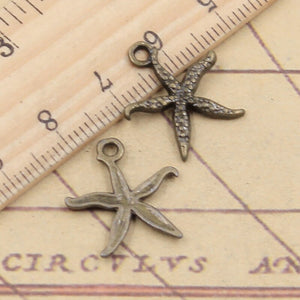30pcs Charms Starfish 19x17mm Tibetan Bronze Silver Color Pendants Antique Jewelry Making DIY Handmade Craft ef4405