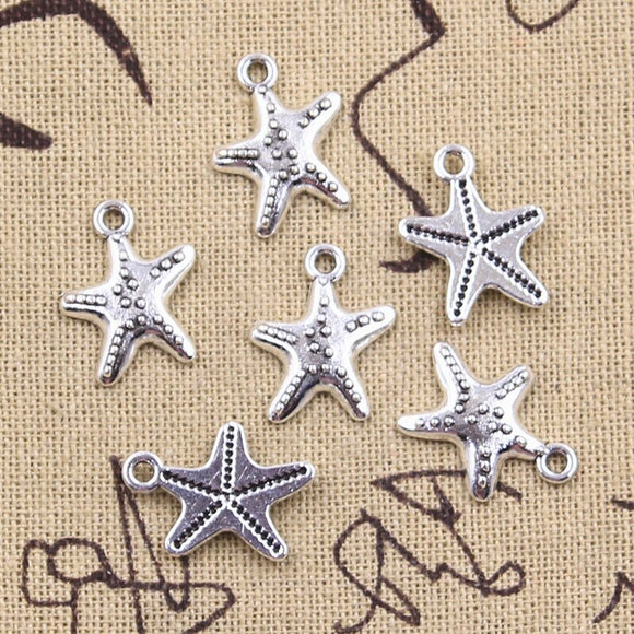 30pcs Charms Starfish Sea Star 18x14mm Antique Silver Color Pendants DIY Crafts Making Findings Handmade Tibetan Jewelry