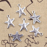 30pcs Charms Starfish Sea Star 18x14mm Antique Silver Color Pendants DIY Crafts Making Findings Handmade Tibetan Jewelry