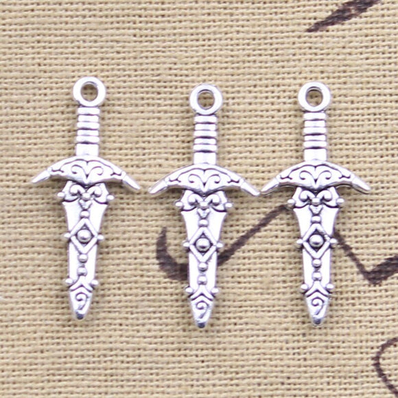 30pcs Charms Sword Dagger 28x13mm Antique Silver Color Pendants DIY Crafts Making Findings Handmade Tibetan Jewelry ef4556
