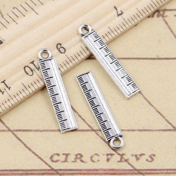30pcs Charms Tools Ruler Rule 25x5mm Tibetan Silver Color Pendants Antique Jewelry Making DIY Handmade Craft