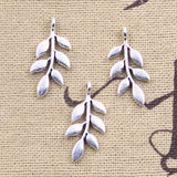 30pcs Charms Tree Branch Leaf 24x11mm Antique Silver Color Pendants DIY Crafts Making Findings Handmade Tibetan Jewelry