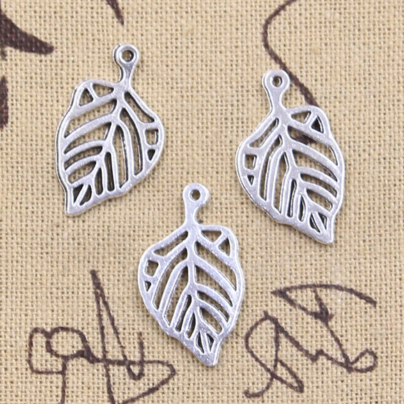 30pcs Charms Tree Leaf 26x15mm Antique Bronze Silver Color Pendants DIY Crafts Making Findings Handmade Tibetan Jewelry