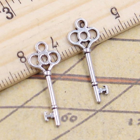 30pcs Charms Vintage Skeleton Key 25x9mm Antique Silver Color Pendants Making DIY Handmade Jewelry Factory Wholesale