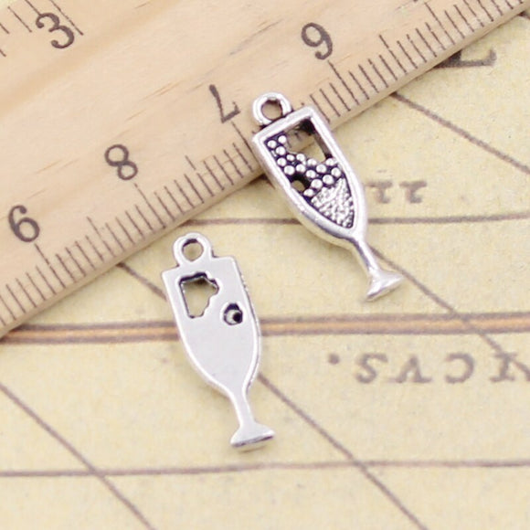 30pcs Charms Wine Glass 20x6mm Tibetan Silver Color Pendants Antique Jewelry Making DIY Handmade Craft