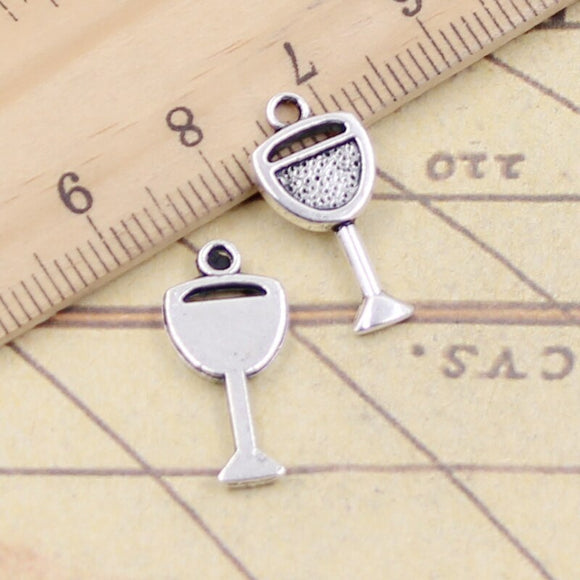 30pcs Charms Wine Glass 20x9mm Tibetan Silver Color Pendants Antique Jewelry EF3606