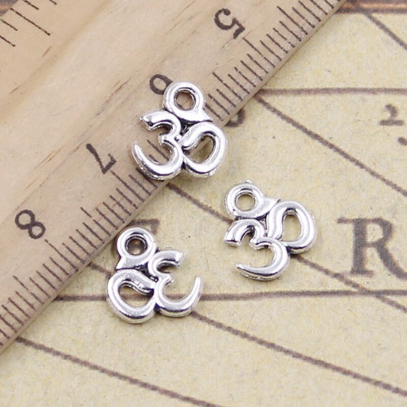 30pcs Charms Yoga Om 10x10mm Tibetan Silver Color Pendants Antique Jewelry Making DIY Handmade Craft