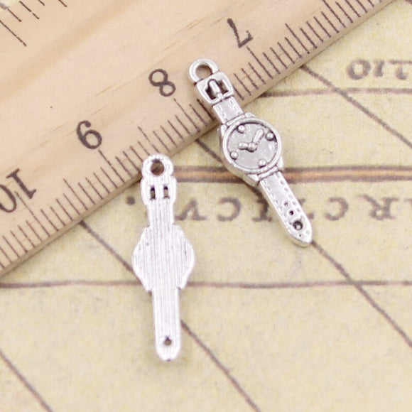 30pcs Charms watch clock 24x6mm Tibetan Silver Color Pendants Antique Jewelry Making DIY Handmade Craft