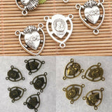 Three-colors to pick religious portrait heart connector  for jewerly making h3101 h3101-G h0014