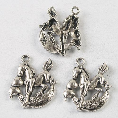 20pcs dark silver tone love Horse  pendant charm h3755