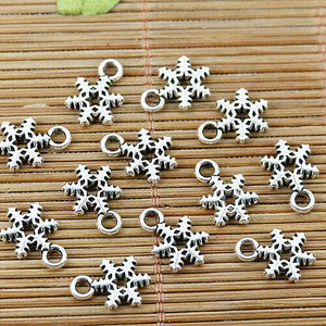 36pcs tibetan silver tone 2sided little snowflake charms EF1728