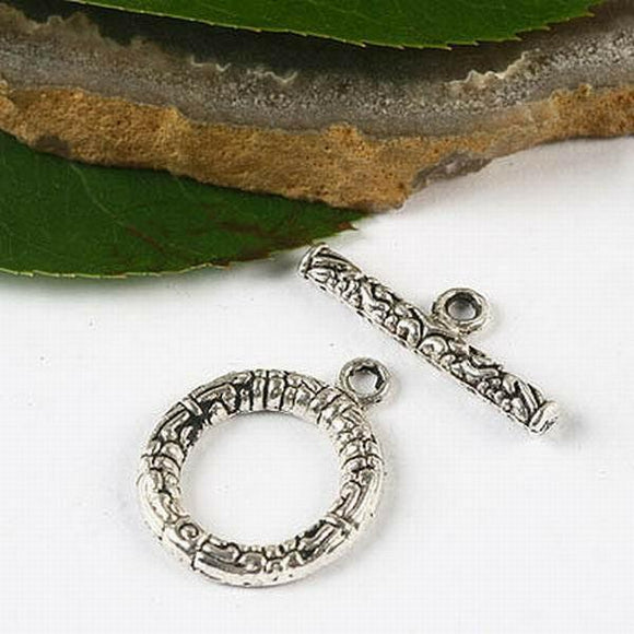 10sets Tibetan silver round toggle clasps h2844