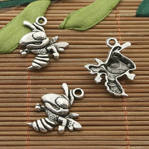 12pcs dark silver tone cartoon bee charm h3363