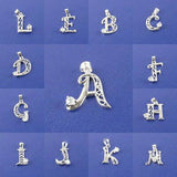 SILVER plated Alphabet Letters for 26pcs with Crystal Rhinestone pendant charms